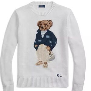 Polo by Ralph Lauren White Sweater with Bear Design